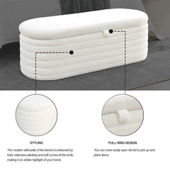 Bellemave 45.5" Ottoman Upholstered Fabric Storage Bench with Safety Hinge