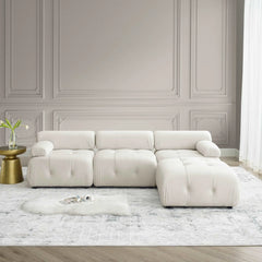 Bellemave 93" L-Shaped Modular Sectional Sofa, Button Tufted Designed and DIY Combination with Reversible Ottoman