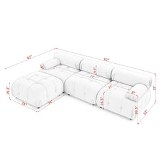 Bellemave 93" L-Shaped Modular Sectional Sofa, Button Tufted Designed and DIY Combination with Reversible Ottoman Bellemave