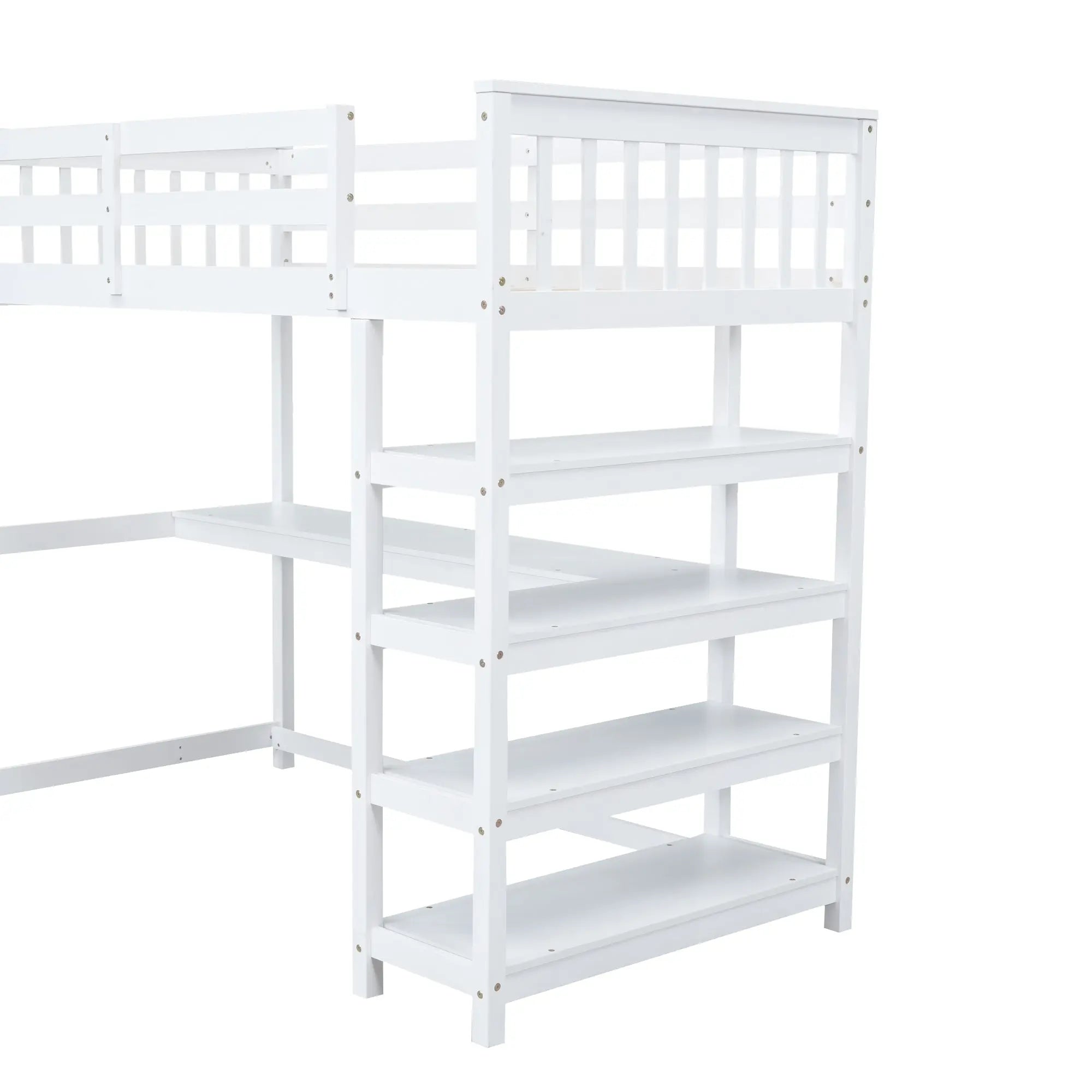 Bellemave® Loft Bed with Storage Shelves and Under-Bed Desk Bellemave®