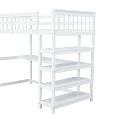 Bellemave® Loft Bed with Storage Shelves and Under-Bed Desk Bellemave®