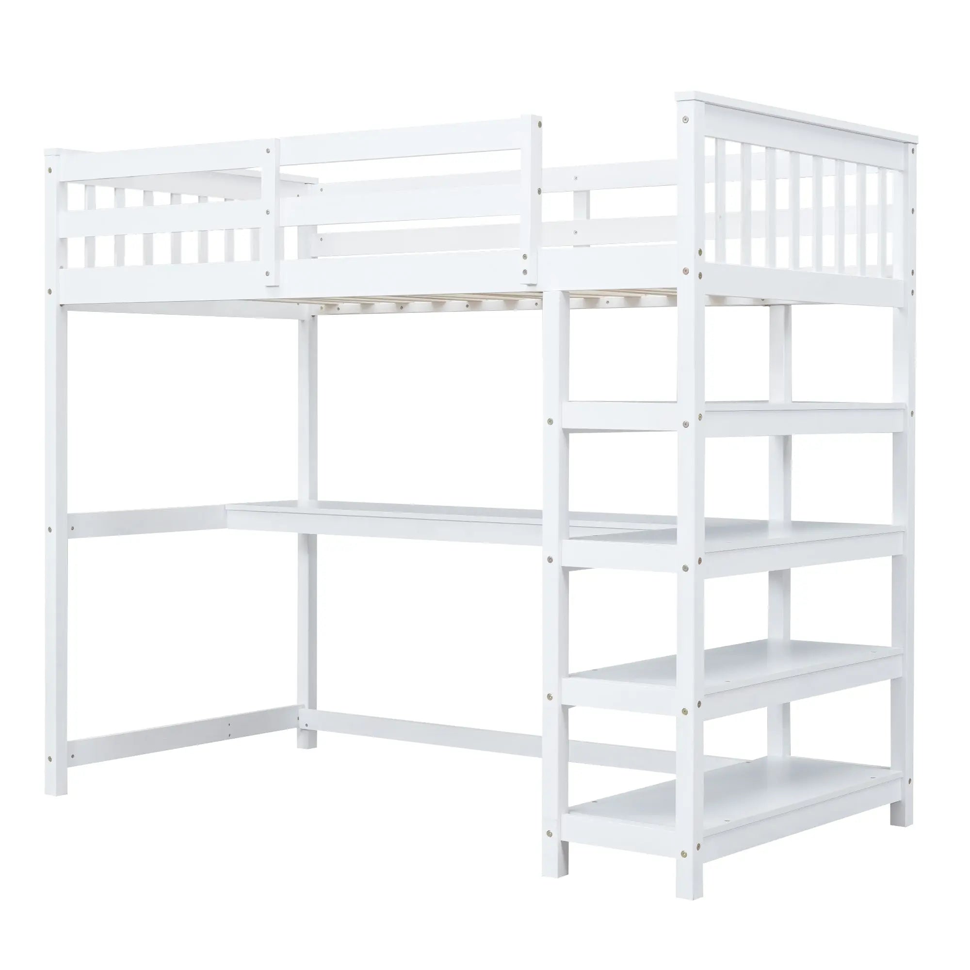 Bellemave® Loft Bed with Storage Shelves and Under-Bed Desk Bellemave®