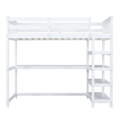 Bellemave® Loft Bed with Storage Shelves and Under-Bed Desk Bellemave®