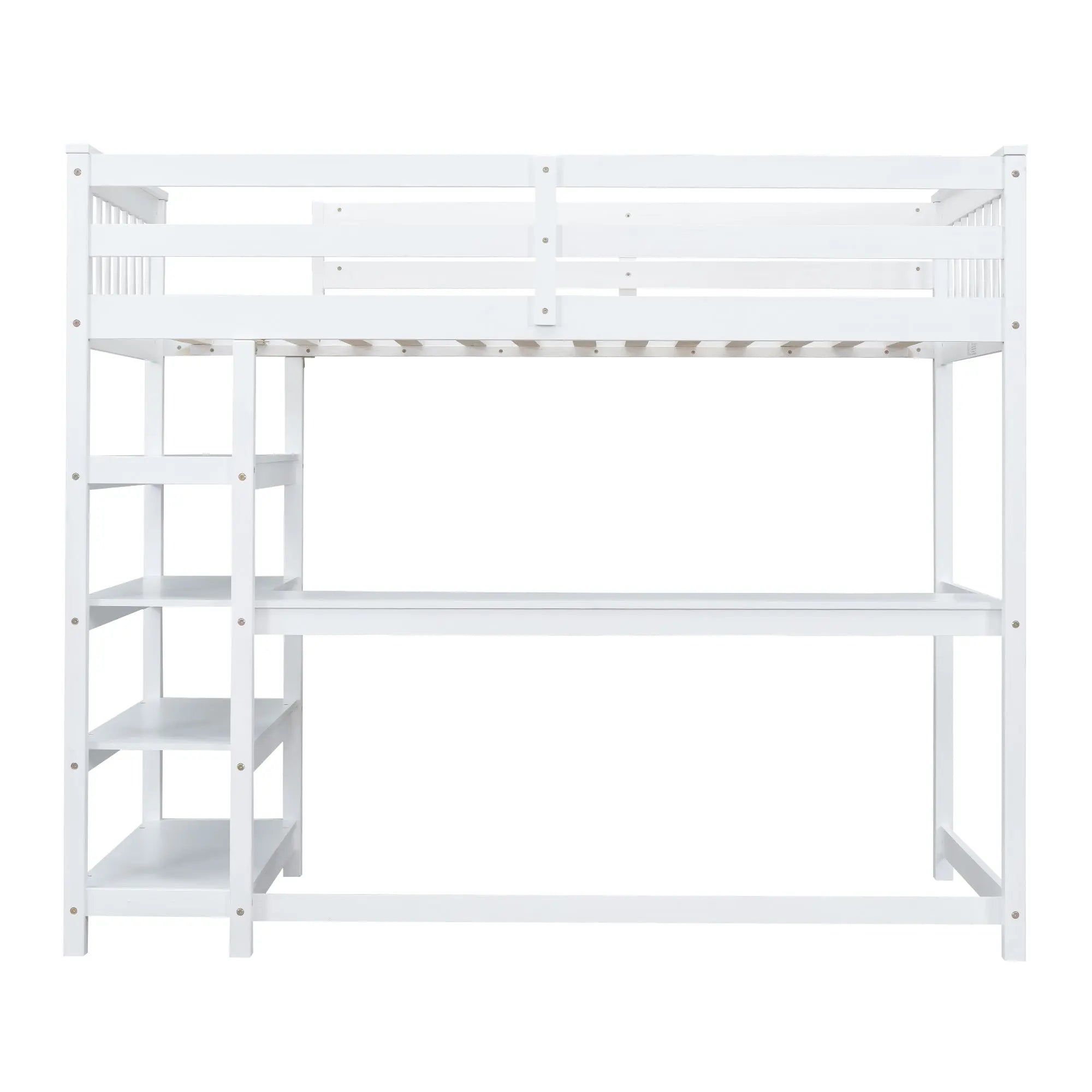 Bellemave® Loft Bed with Storage Shelves and Under-Bed Desk Bellemave®