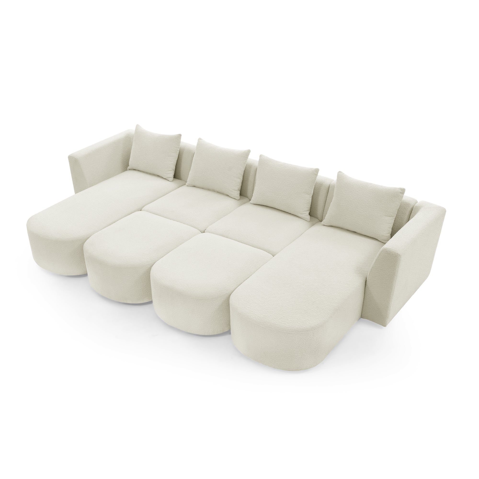 Bellemave 117" U-Shape Sectional Sofa including Two Single Seat, Two Chaises and Two Ottomans, DIY Combination Bellemave