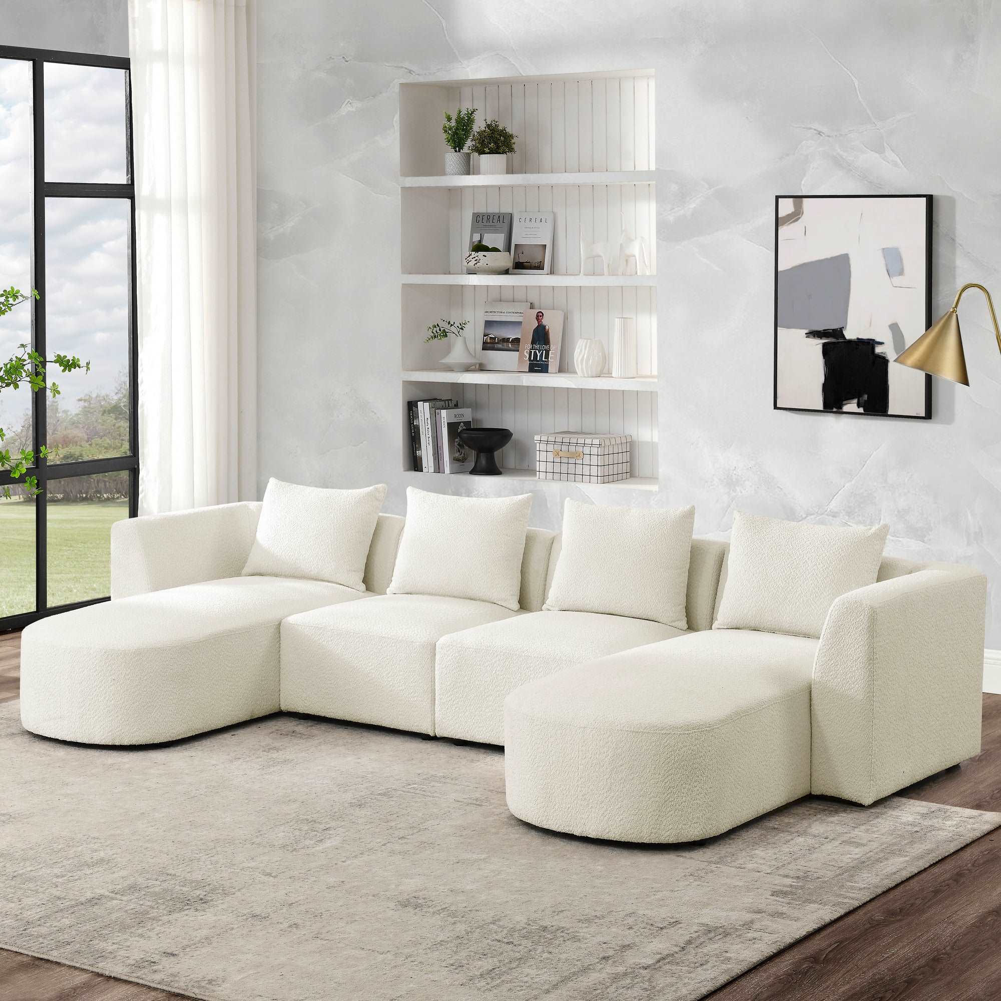 Bellemave 117" U-Shape Sectional Sofa including Two Single Seats and Two Chaises, DIY Combination