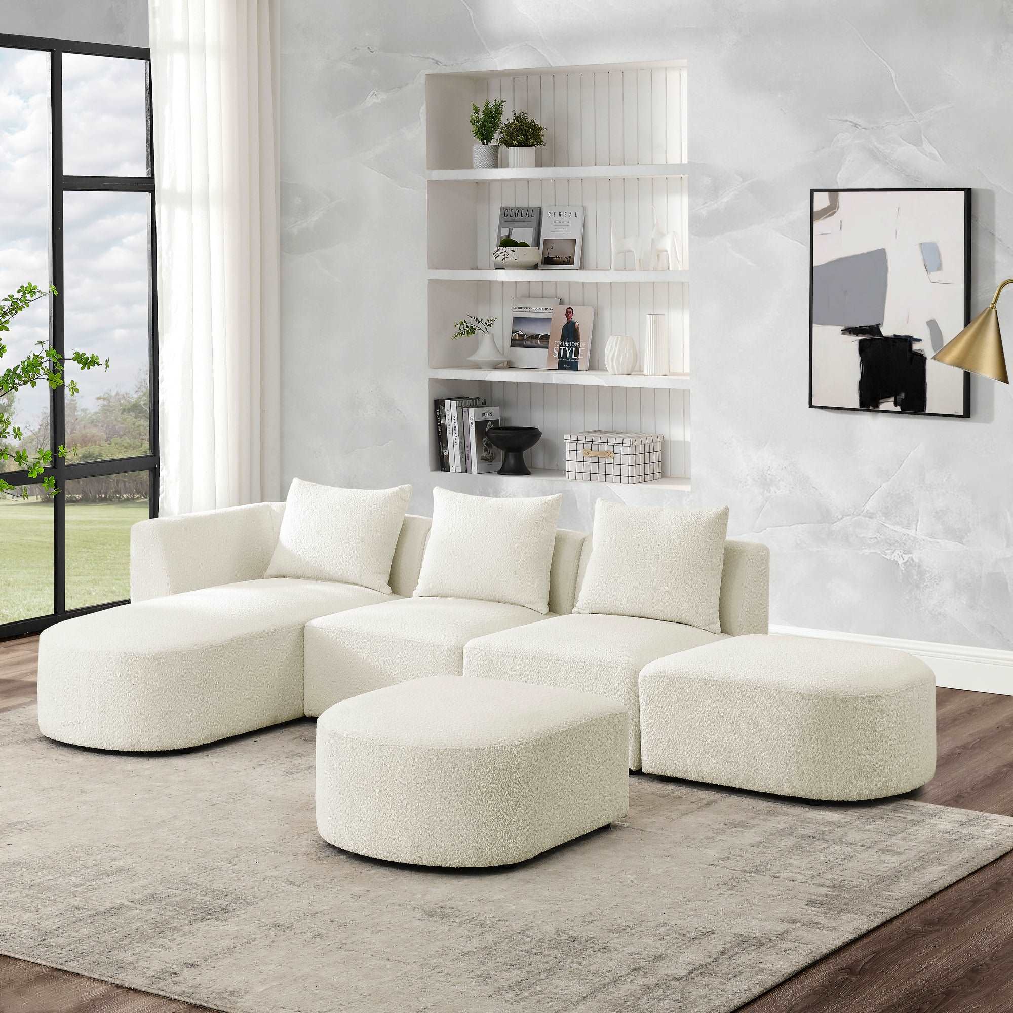 Bellemave 113" L-Shape Sectional Sofa with Left Side Chaise and Ottoman, Modular Sofa, DIY Combination