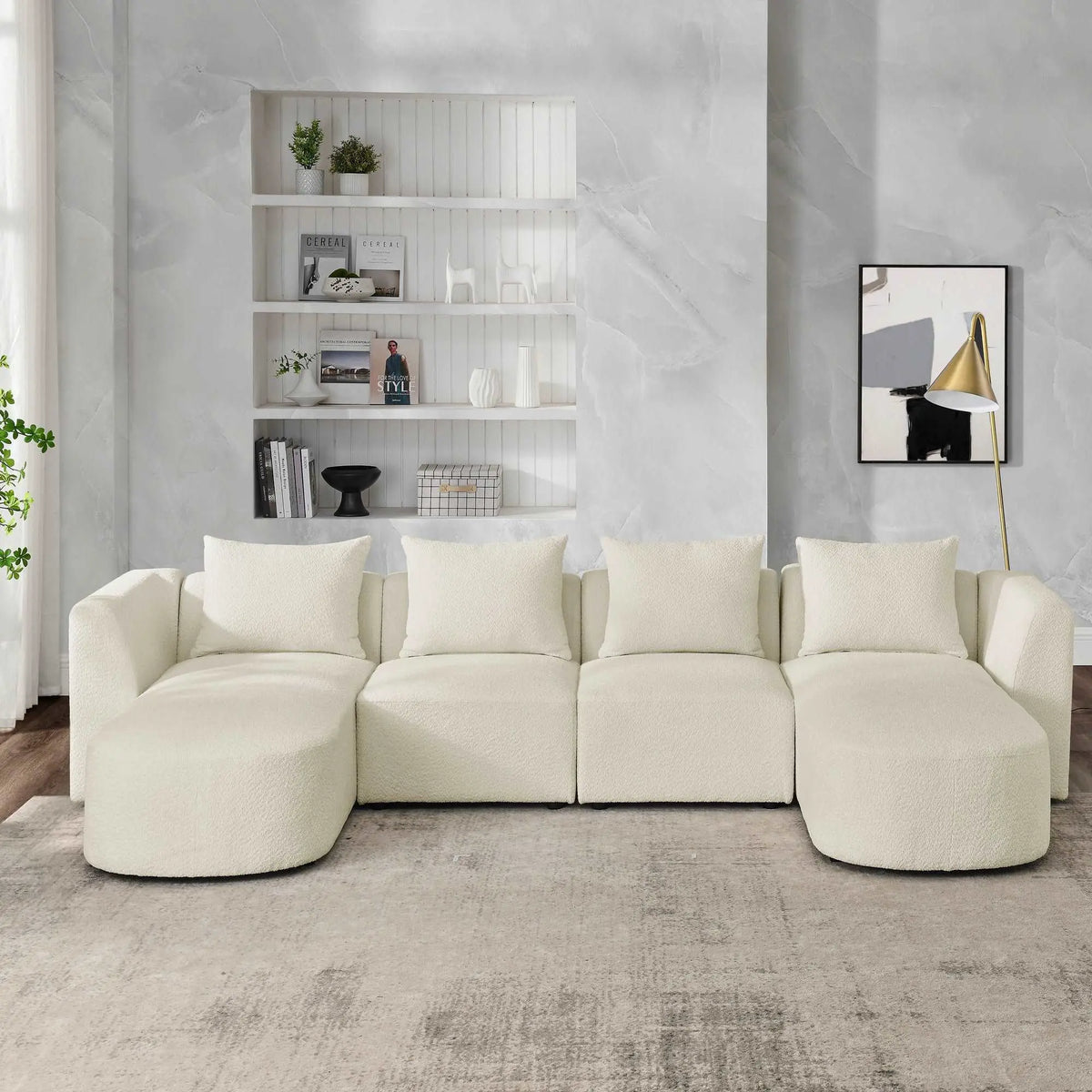 Bellemave 117" U-Shape Sectional Sofa including Two Single Seats and Two Chaises, DIY Combination