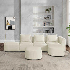 Bellemave 113" L-Shape Sectional Sofa with Right Side Chaise and Ottoman, Modular Sofa, DIY Combination