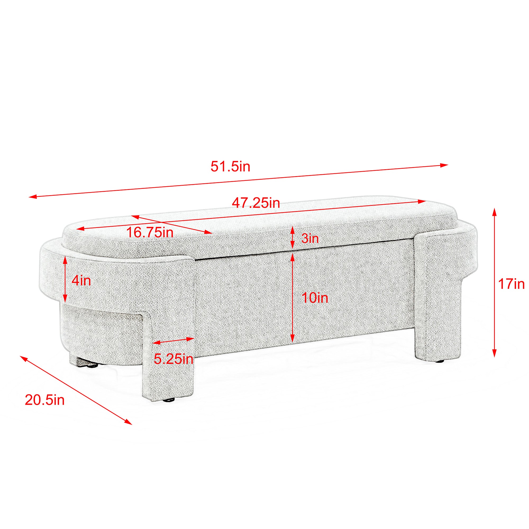 Bellemave® Linen Fabric Upholstered Bench with Large Storage Space Bellemave®