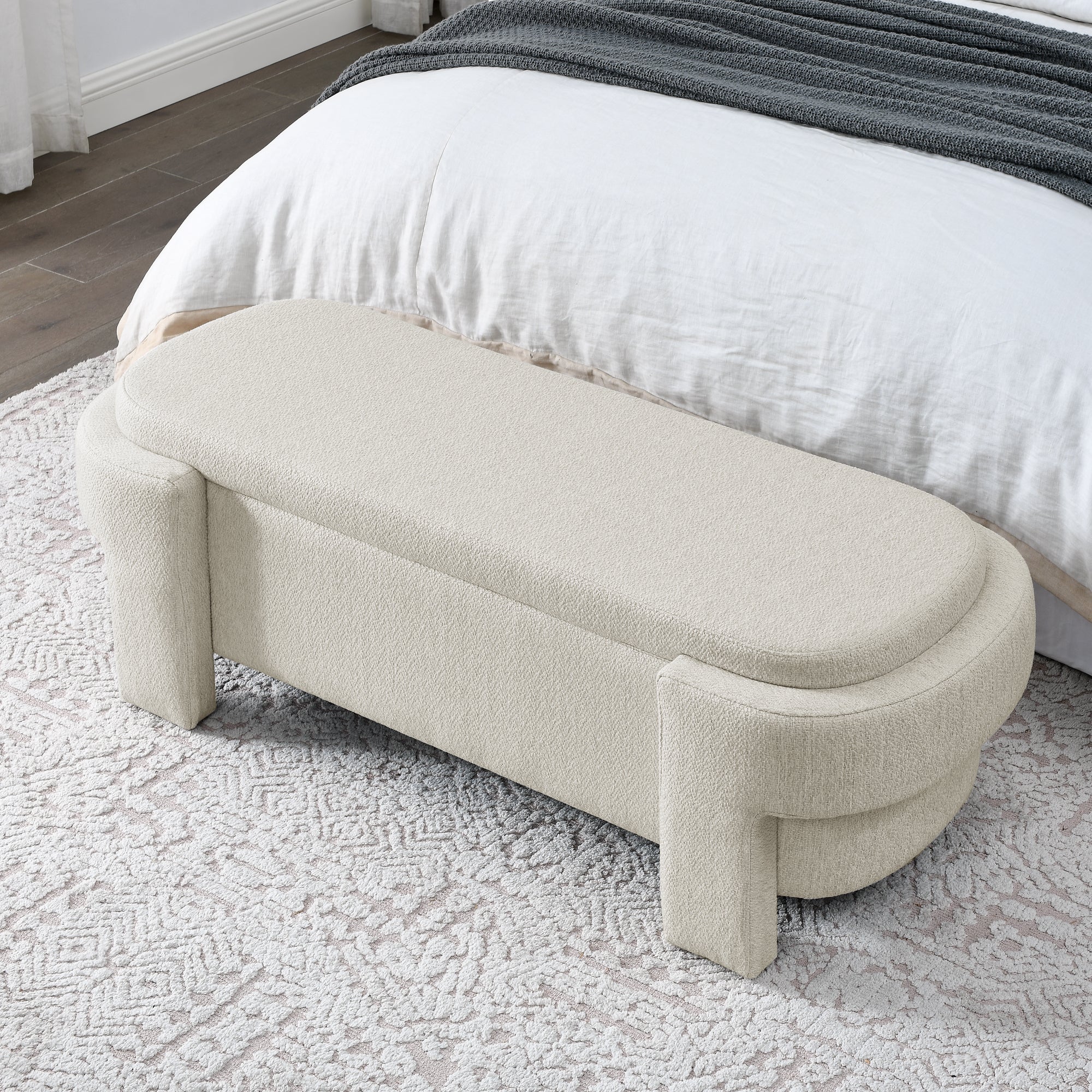 Bellemave® Linen Fabric Upholstered Bench with Large Storage Space Bellemave®