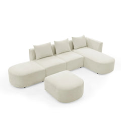 Bellemave 113" L-Shape Sectional Sofa with Right Side Chaise and Ottoman, Modular Sofa, DIY Combination Bellemave