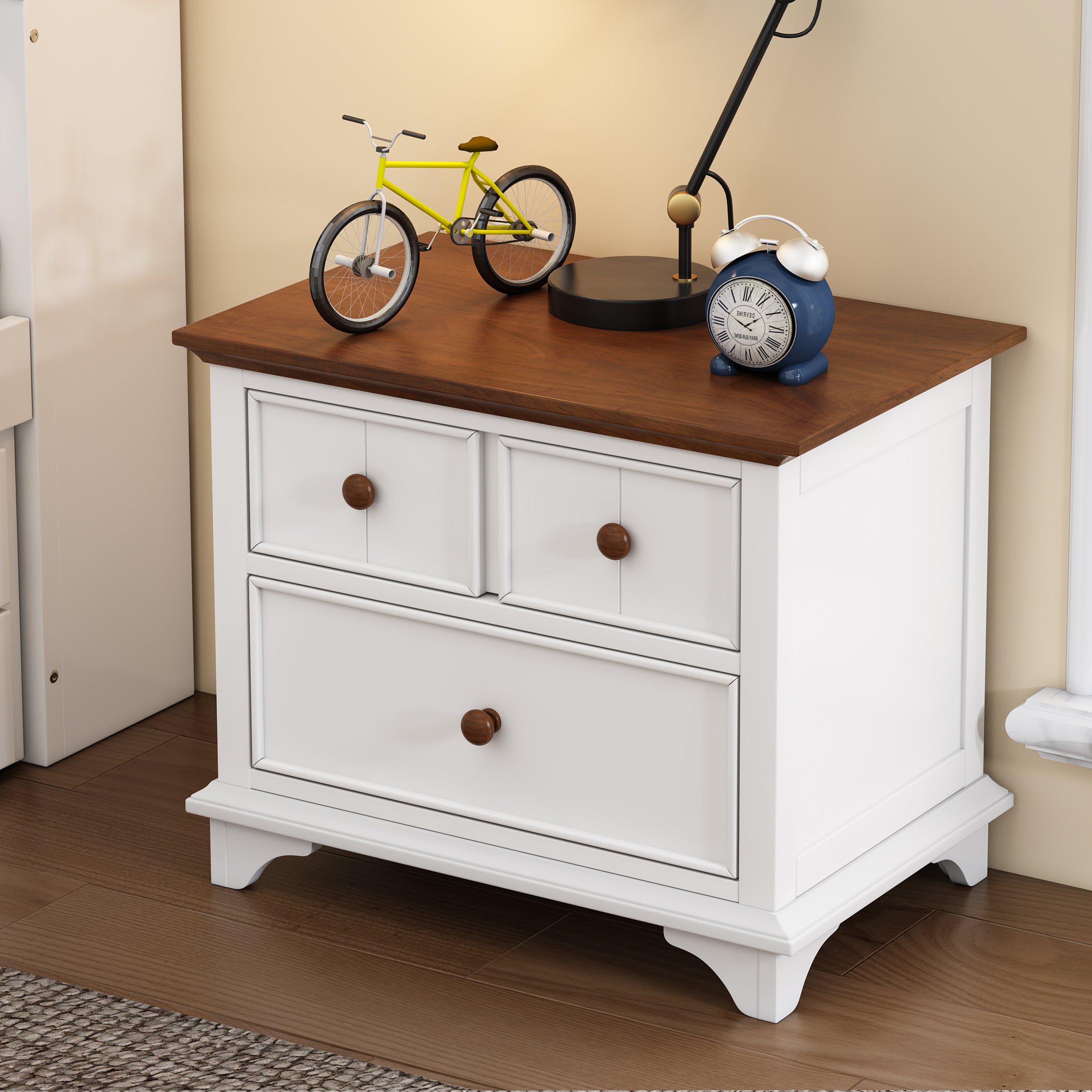 Bellemave Wooden Captain Two-Drawer Nightstand Kids Night Stand End Side Table