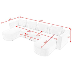 Bellemave 117" U-Shape Sectional Sofa including Two Single Seats and Two Chaises, DIY Combination