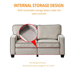 Bellemave 57" Living Room Corduroy Sofa Loveseat with Storage