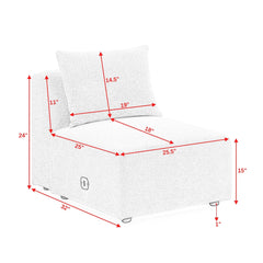 Bellemave 117" U-Shape Sectional Sofa including Two Single Seat, Two Chaises and Two Ottomans, DIY Combination