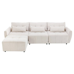 Bellemave® 113.3" Convertible Sectional Sofa Couch 3-Seat L-Shaped Sofa with Movable Ottoman and USB Bellemave