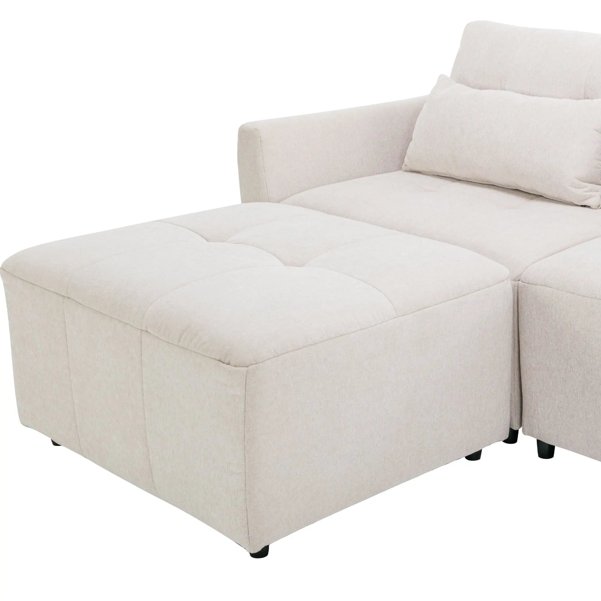 Bellemave® 113.3" Convertible Sectional Sofa Couch 3-Seat L-Shaped Sofa with Movable Ottoman and USB Bellemave