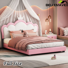 Bellemave® Upholstered Princess Bed with Crown Headboard and Footboard