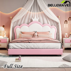 Bellemave® Upholstered Princess Bed with Crown Headboard and Footboard