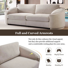 Bellemave 92" Stylish Sofa with Semilunar Arm, Rivet Detailing and Solid Frame