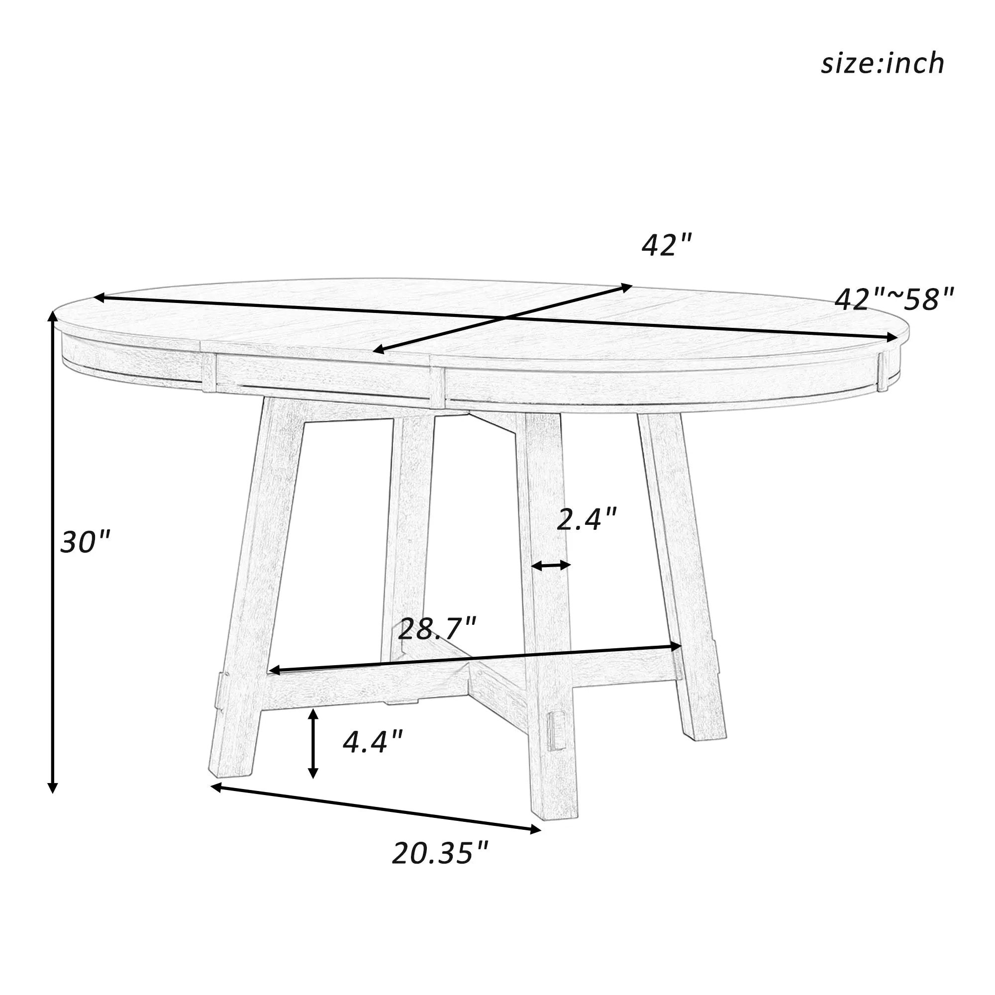 Bellemave 58" Farmhouse Round Extendable Dining Table Bellemave