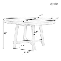 Bellemave 58" Farmhouse Round Extendable Dining Table Bellemave