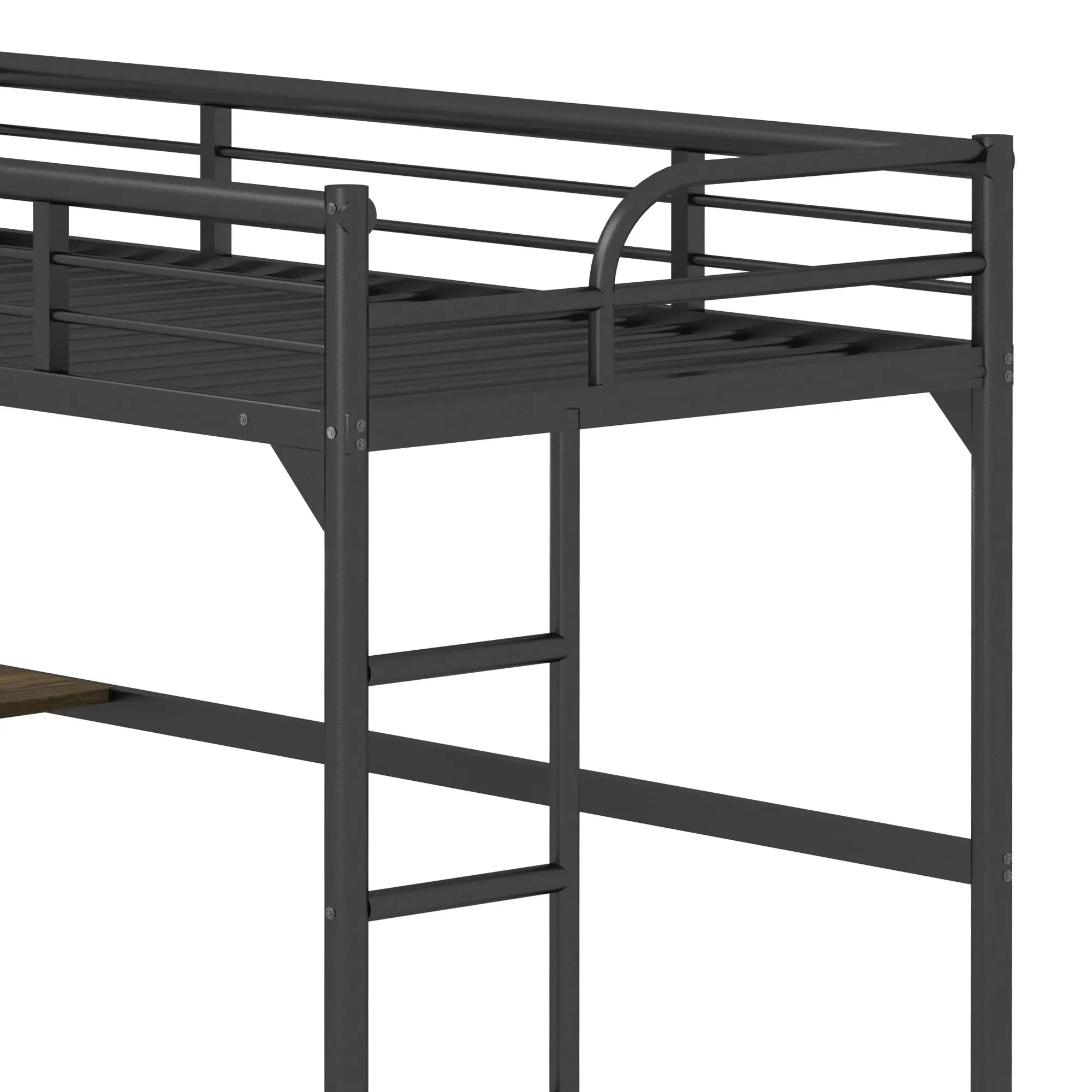 Bellemave® Twin Size Metal Loft Bed with Desk, Ladder and Guardrails Bellemave®