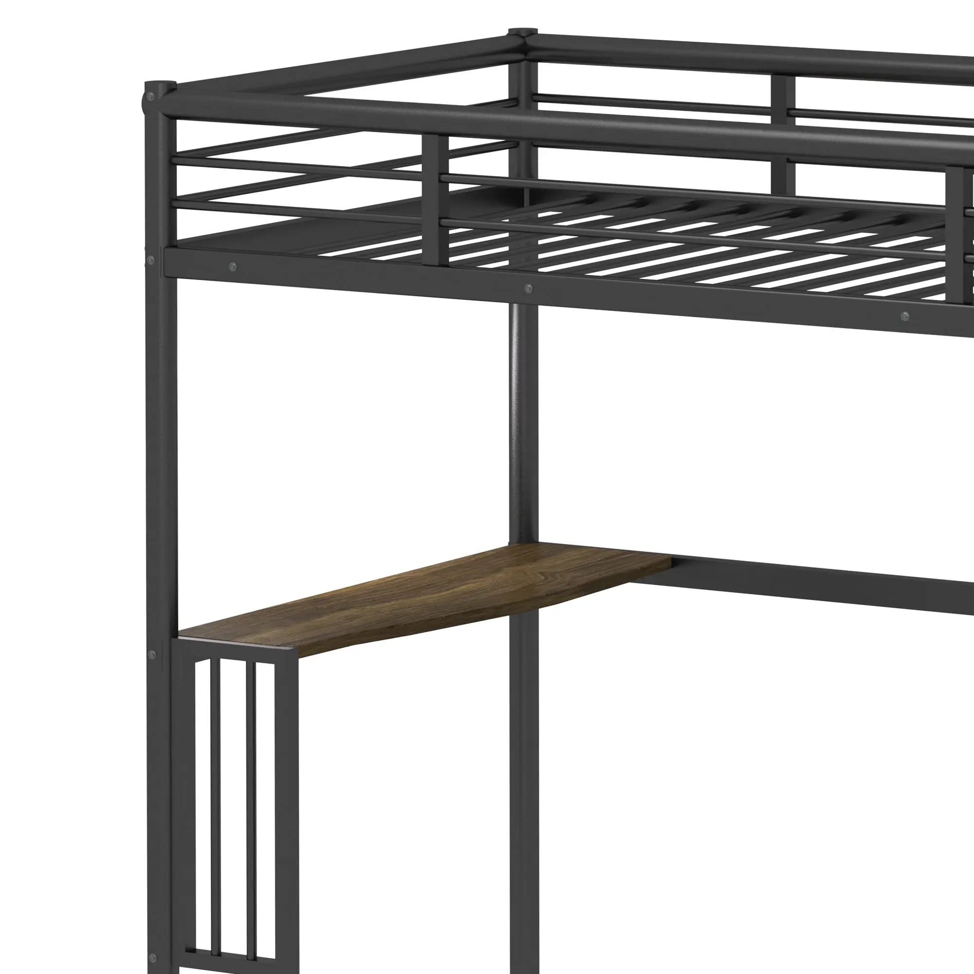 Bellemave® Twin Size Metal Loft Bed with Desk, Ladder and Guardrails Bellemave®