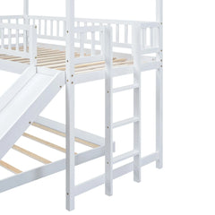 Bellemave® Twin over Full House Bunk Bed with Slide and Built-in Ladder Bellemave®