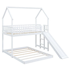 Bellemave® Twin over Full House Bunk Bed with Slide and Built-in Ladder Bellemave®