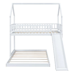 Bellemave® Twin over Full House Bunk Bed with Slide and Built-in Ladder Bellemave®