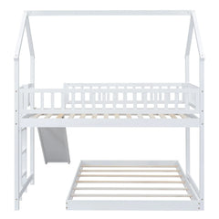 Bellemave® Twin over Full House Bunk Bed with Slide and Built-in Ladder Bellemave®