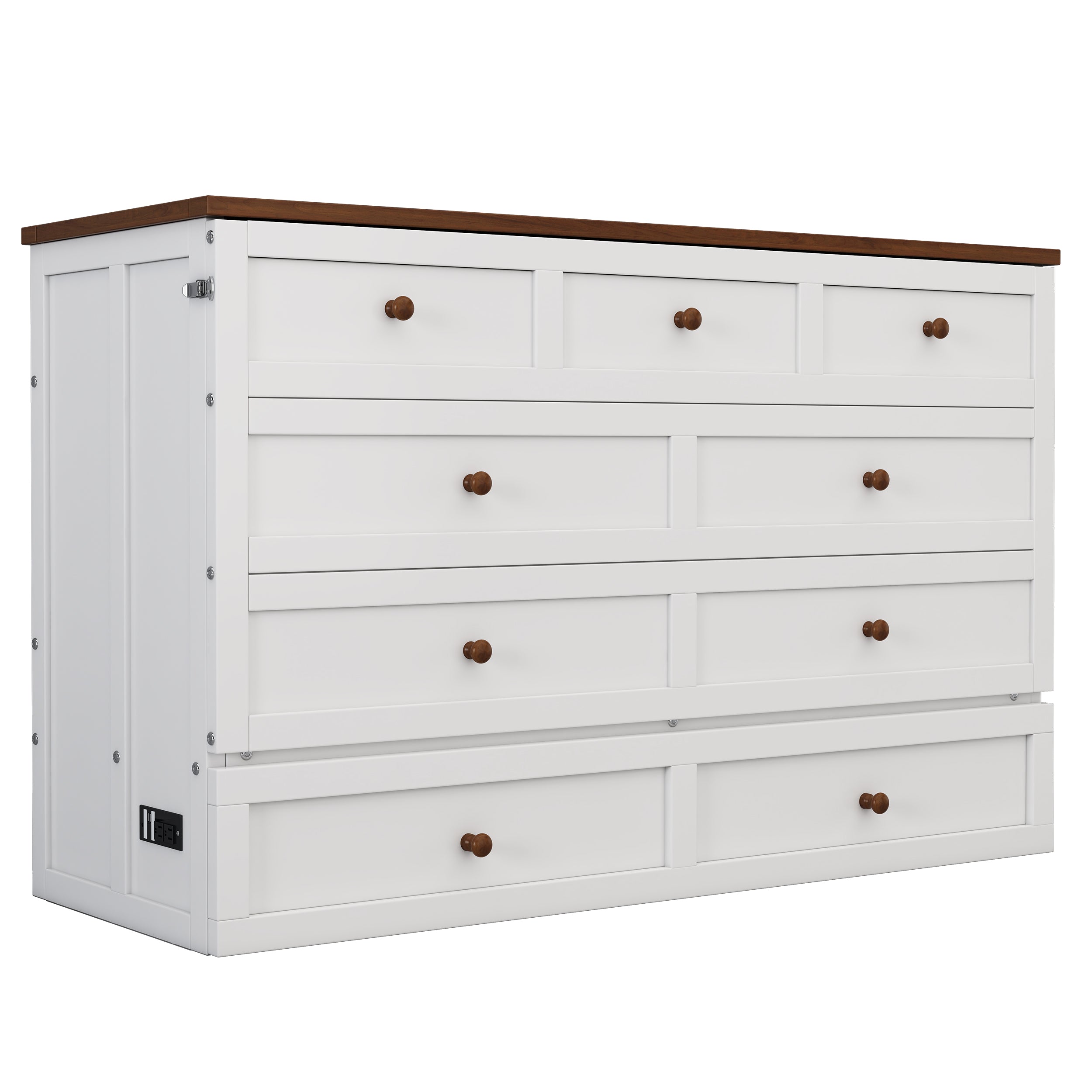 Bellemave® Solid Pine Murphy Bed Chest with Charging Station and Large Storage Drawer Bellemave®