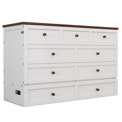 Bellemave® Solid Pine Murphy Bed Chest with Charging Station and Large Storage Drawer Bellemave®