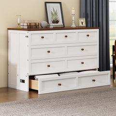 Bellemave® Solid Pine Murphy Bed Chest with Charging Station and Large Storage Drawer Bellemave®