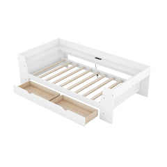 Bellemave® Twin Size Daybed with Shelves, Drawers and Built-In Charging Station Bellemave®