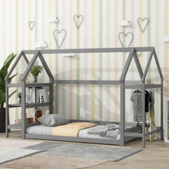 Bellemave Twin Size House-Shaped Floor Bed with 2 Detachable Stands Bellemave