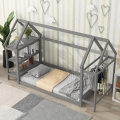 Bellemave Twin Size House-Shaped Floor Bed with 2 Detachable Stands Bellemave