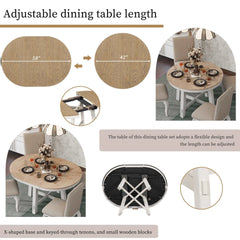 Bellemave 58" Farmhouse Round Extendable Dining Table