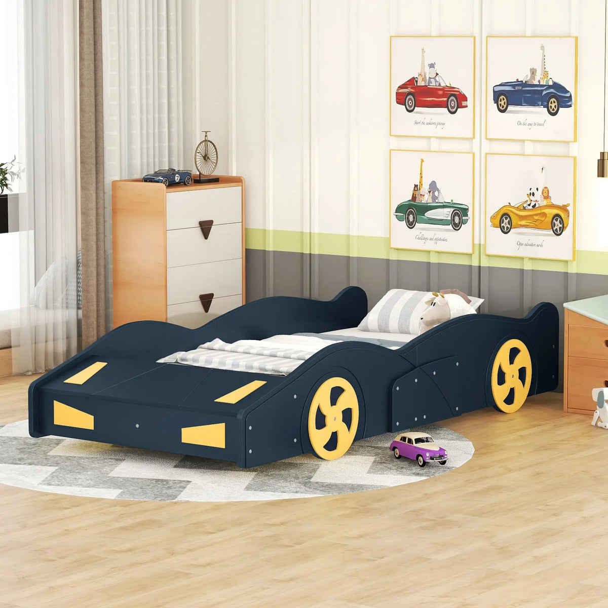 Bellemave® Race Car-Shaped Platform Bed with Wheels and Storage Bellemave®