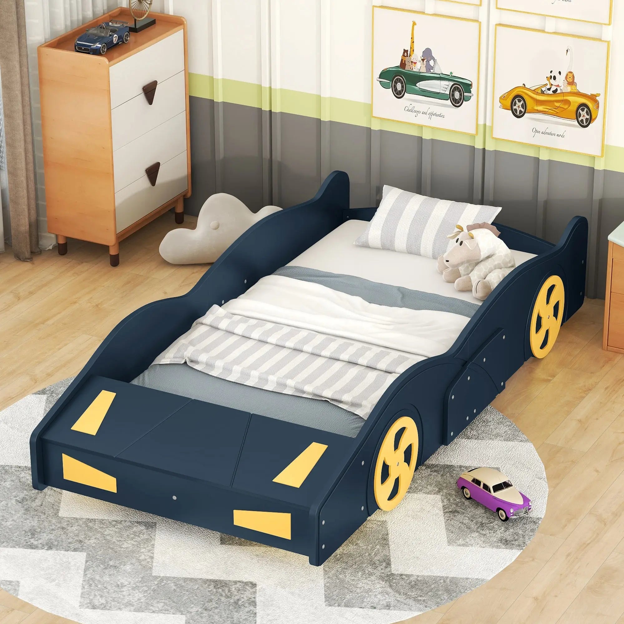 Bellemave® Race Car-Shaped Platform Bed with Wheels and Storage Bellemave®