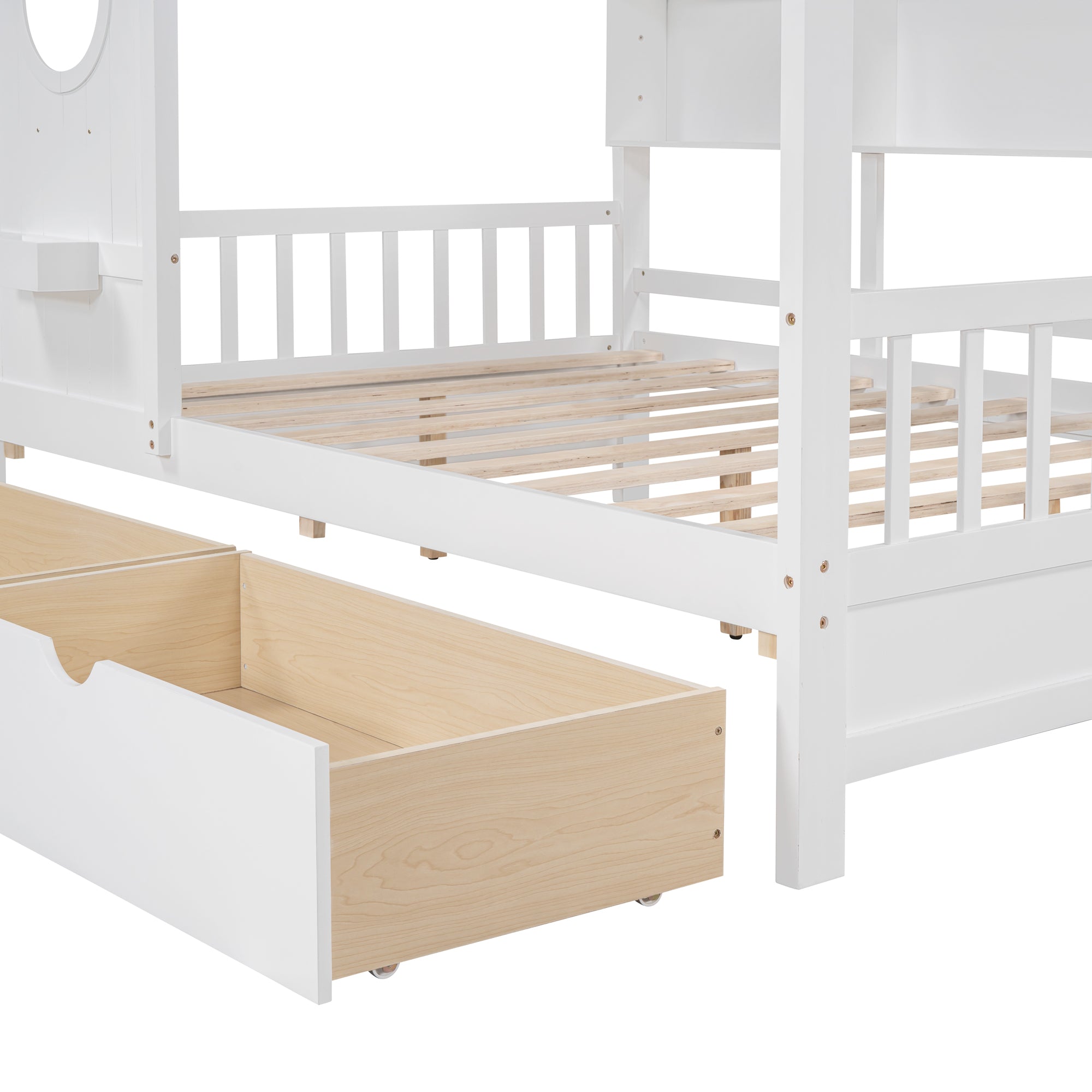 Bellemave® Full Size Wooden House Bed with 2 Drawers and Storage Shelf Bellemave®