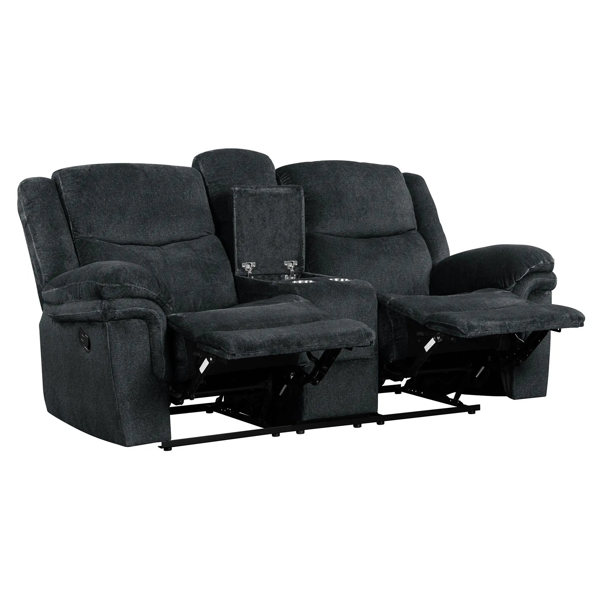 Bellemave® Home Theater Seating Manual Reclining Sofa with Hide-Away Storage, Cup Holders, 2 USB Ports, 2 Power Sockets Bellemave®