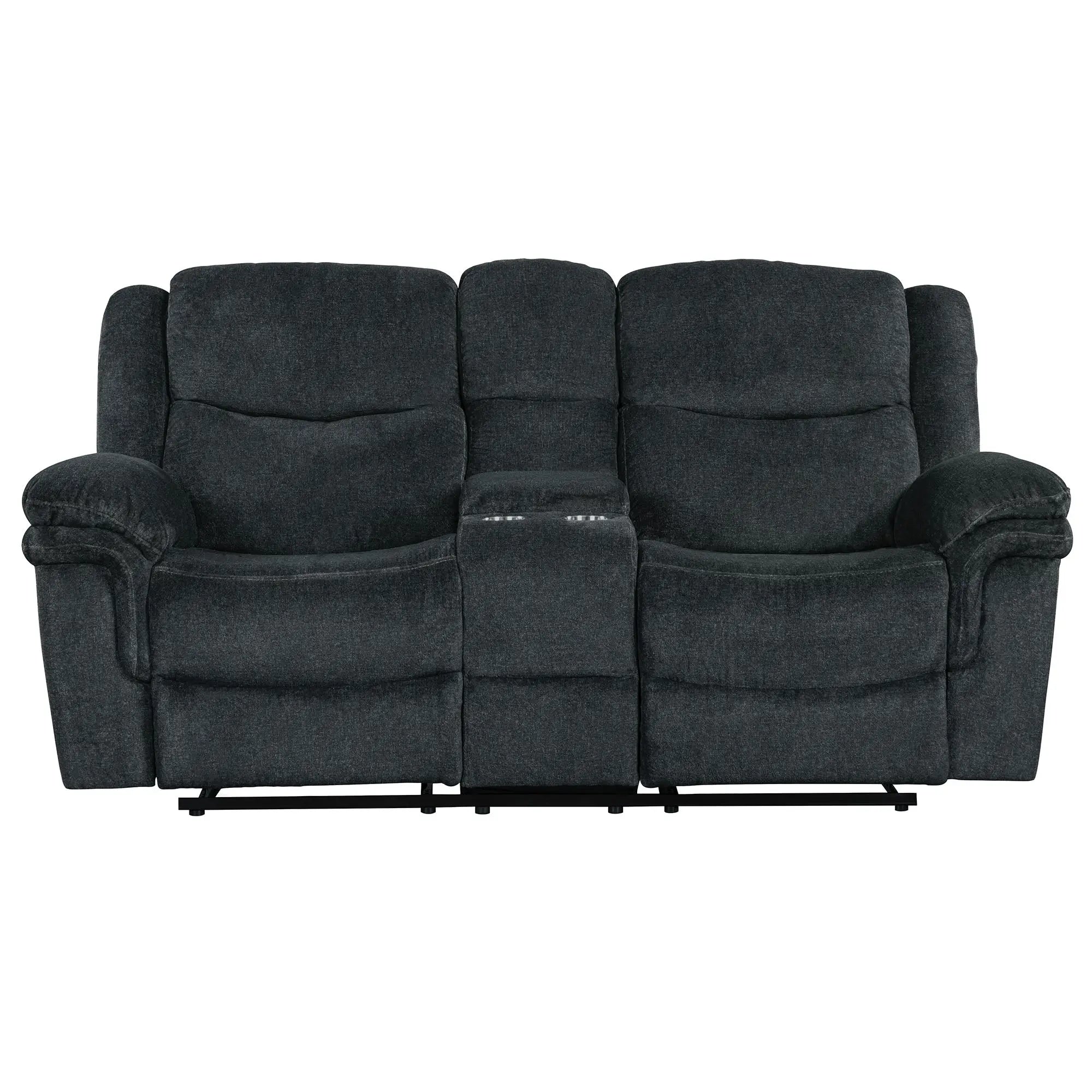 Bellemave® Home Theater Seating Manual Reclining Sofa with Hide-Away Storage, Cup Holders, 2 USB Ports, 2 Power Sockets Bellemave®