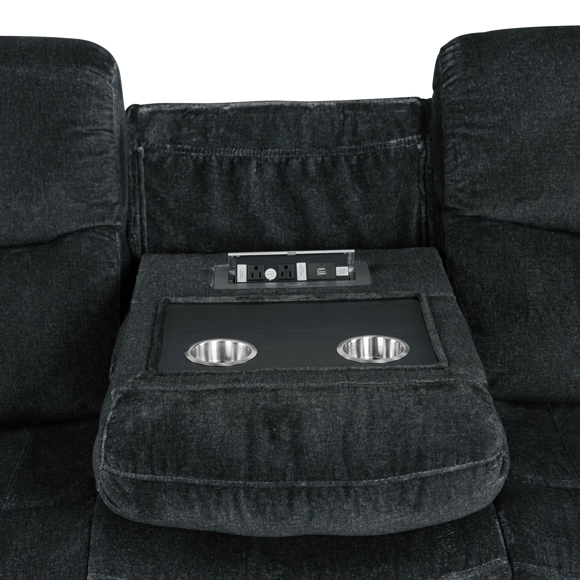 Bellemave® Home Theater Seating Manual Reclining Sofa with Cup Holder, 2 USB Ports, 2 Power Sockets Bellemave®