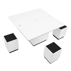 Bellemave 47.24" Modern White Lift Top Glass Coffee Table with Drawers & Storage Multifunction Table Bellemave