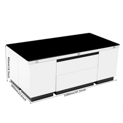 Bellemave 47.24" Modern White Lift Top Glass Coffee Table with Drawers & Storage Multifunction Table Bellemave