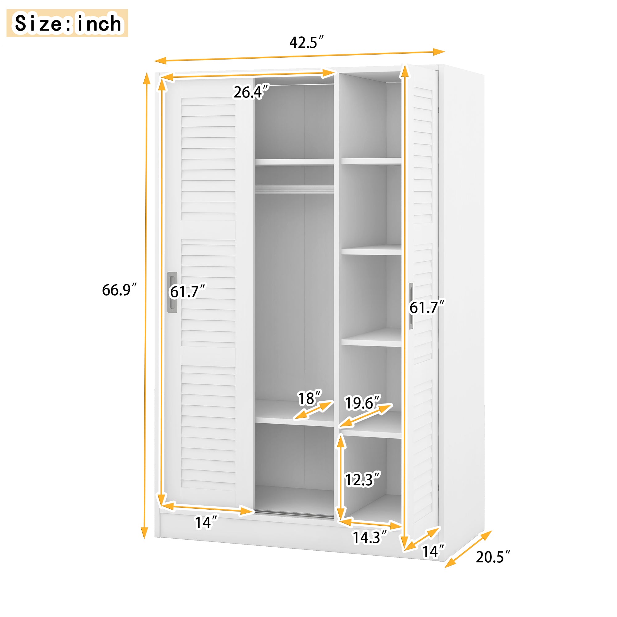 Bellemave® 3-Door Shutter Wardrobe with Shelves Bellemave®