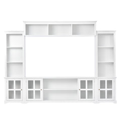 Bellemave® Minimalist Entertainment Wall Unit with Bridge with Tempered Glass Door